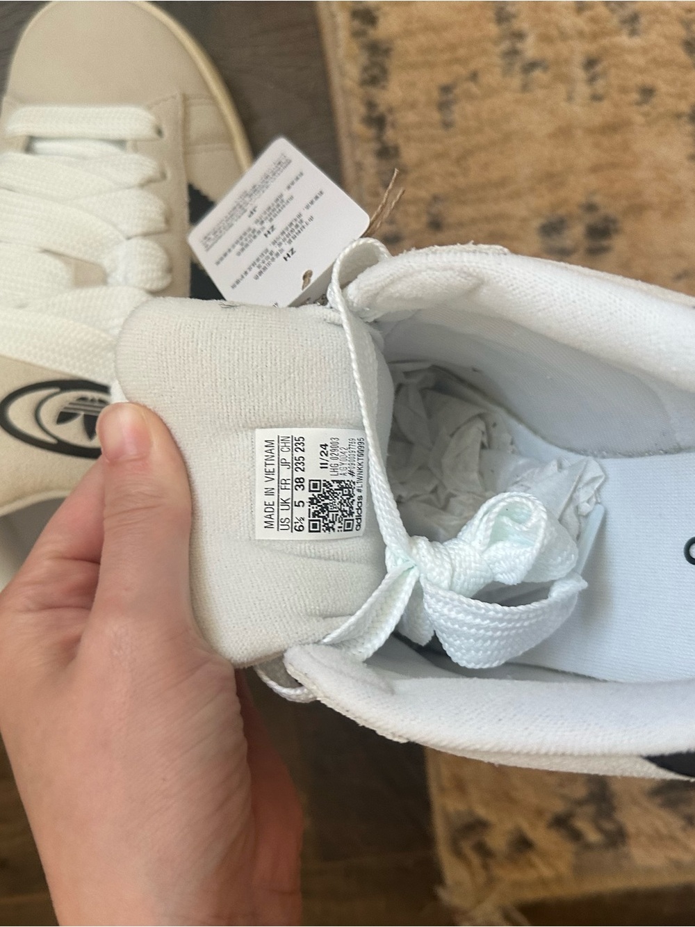 adidas Campus White and Black Suede Sneakers - Picture 4 of 5